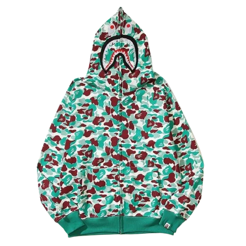 ABC CAMO Shark Zip Hoodie - Green