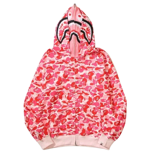 ABC CAMO Shark Zip Hoodie - Pink