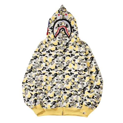 ABC CAMO Shark Zip Hoodie - Yellow